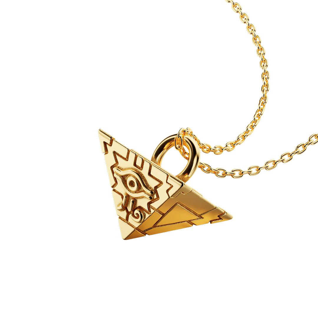 Yu-Gi-Oh Millennium Puzzle Silver Necklace 925 Yellow Gold Plated Premium