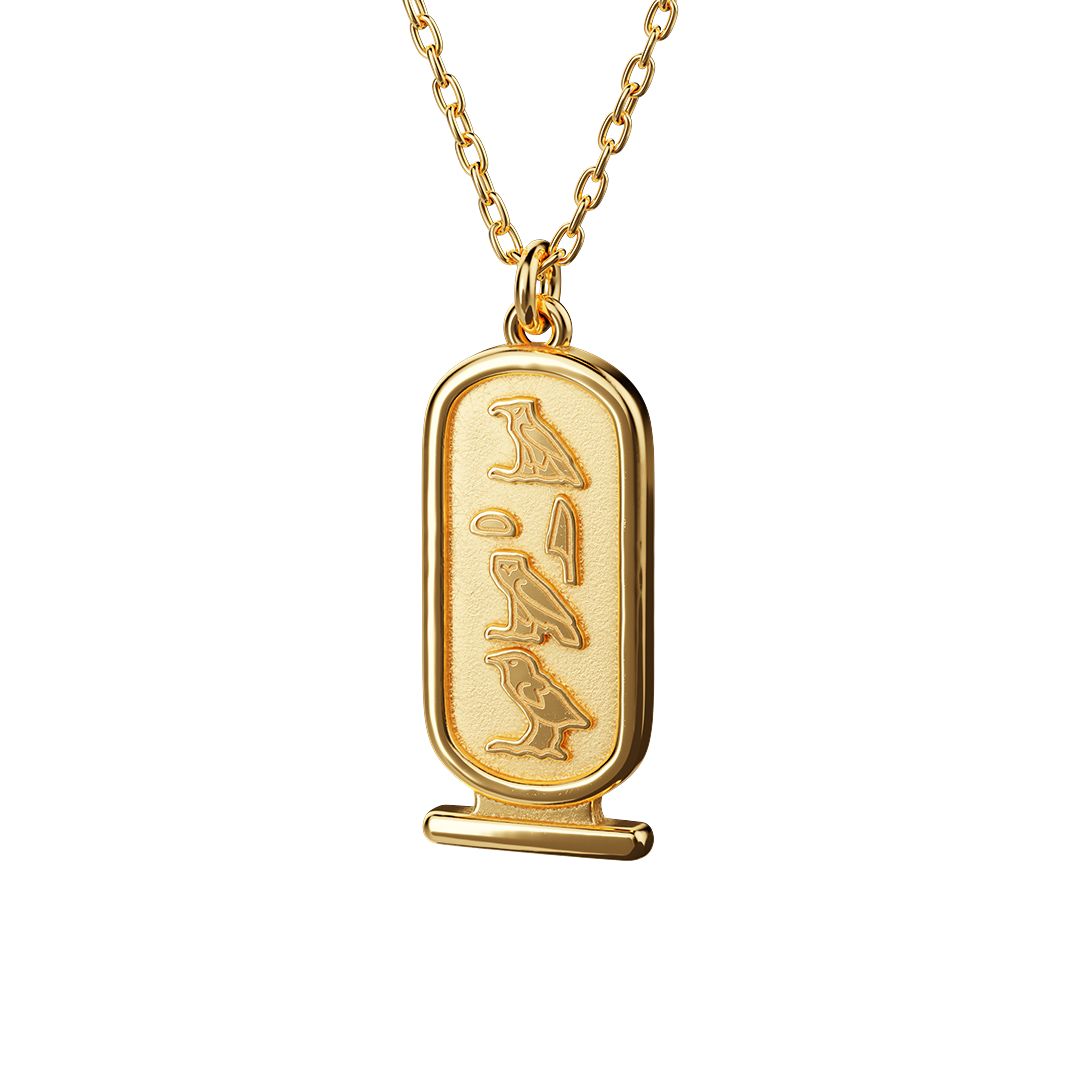 Yu-Gi-Oh Atem Cartouche Gold Necklace 925 Yellow Gold Plated Elegant