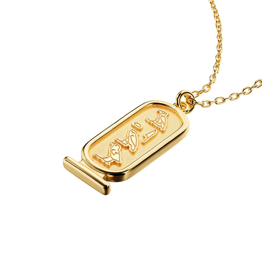 Yu-Gi-Oh Atem Cartouche Gold Necklace 925 Yellow Gold Plated Elegant Yu-Gi-Oh Atem Cartouche Gold Necklace 925 Yellow Gold Plated Elegant