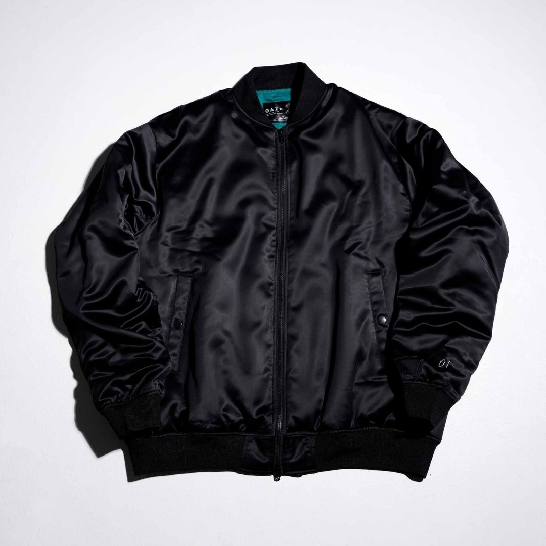 Hatsune Miku MA-1 Jacket - Jaket Hitam dengan Detail Emerald Green Hatsune Miku MA-1 Jacket - Jaket Hitam dengan Detail Emerald Green