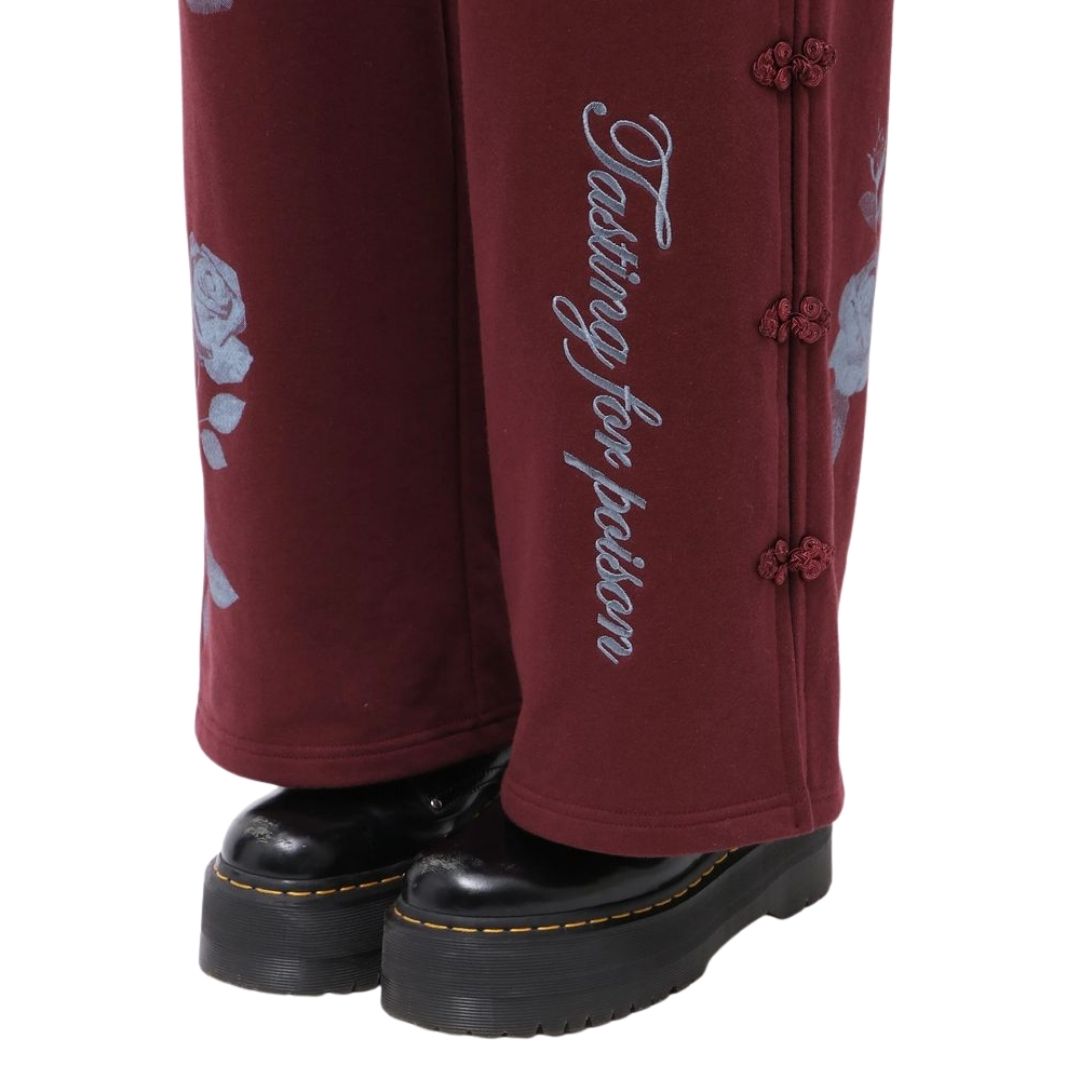 Apothecary Diaries jouetie Slit Pants Rose Motif Wide Sweat Gray Black Bordeaux