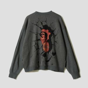 Attack on Titan Wall Jacquard Cardigan Heather Gray V-Neck Knit Unisex