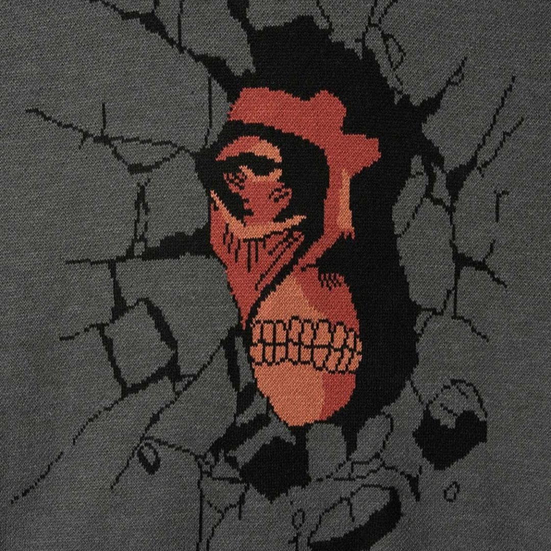 Attack on Titan Wall Jacquard Cardigan Heather Gray V-Neck Knit Unisex
