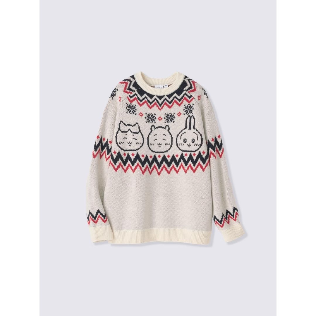 sweater GU x CHIIKAWA Nordic sweater NATURAL