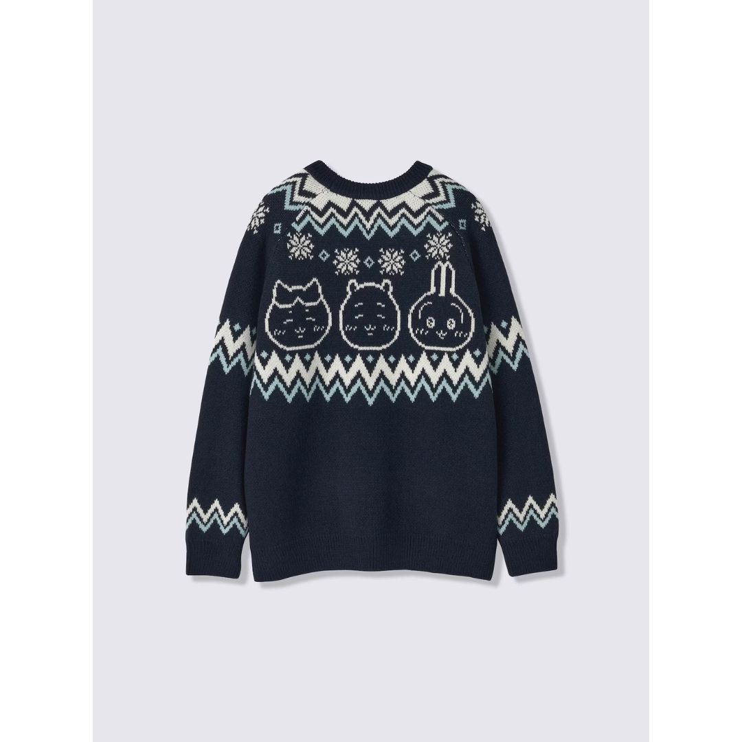  Sweater GU x CHIIKAWA Nordic sweater Navy 