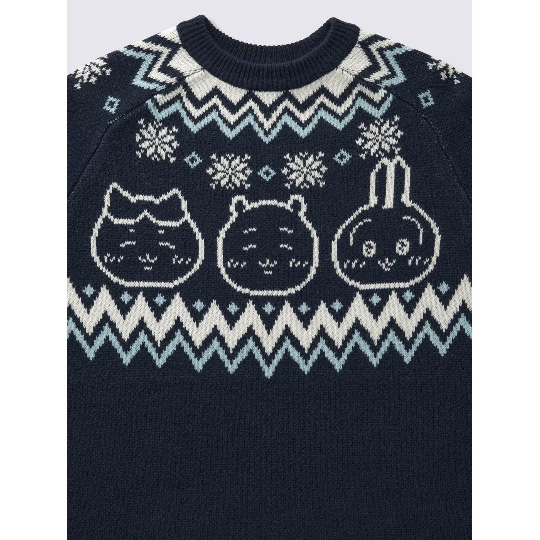  Sweater GU x CHIIKAWA Nordic sweater Navy 