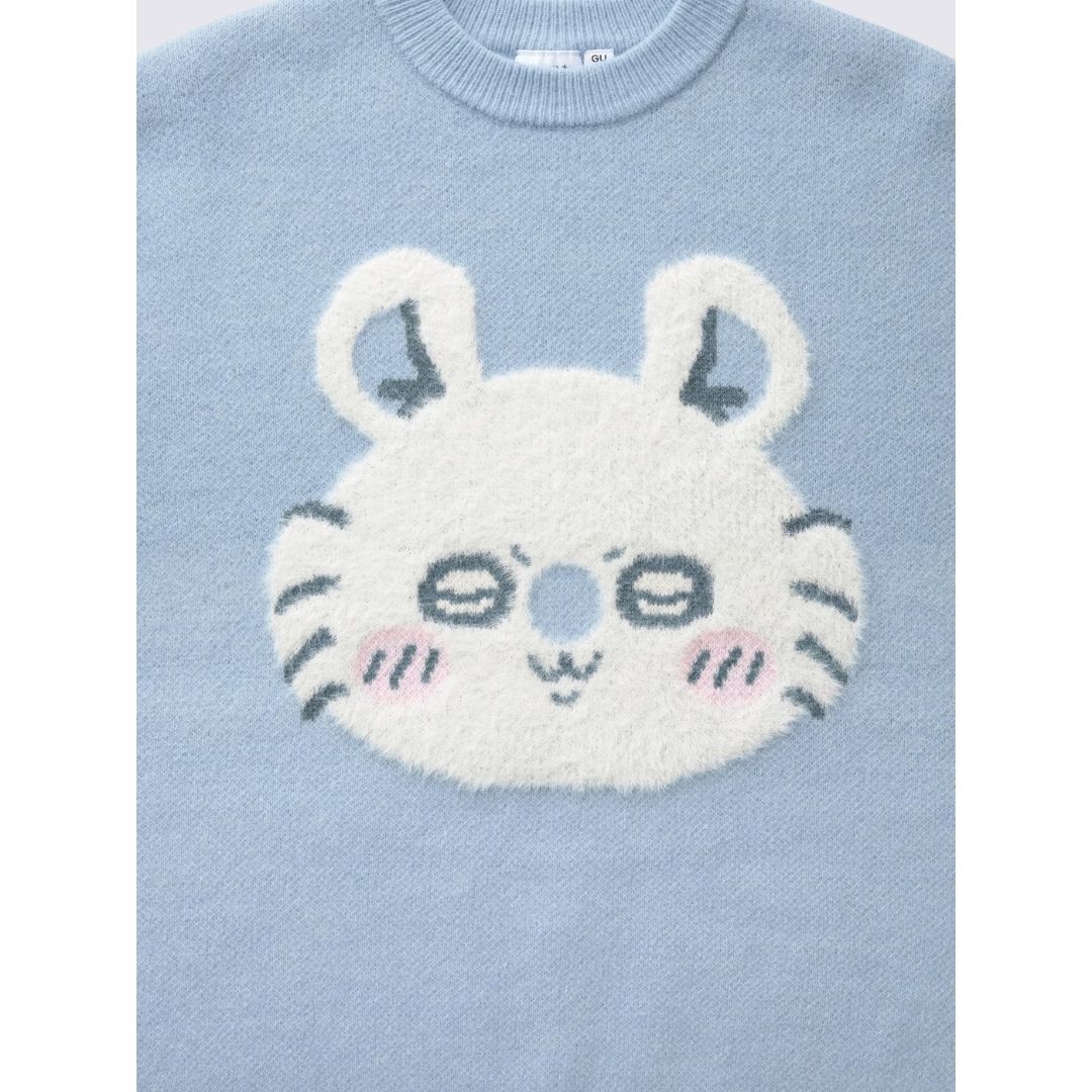  Sweater GU x CHIIKAWA Jacquard sweater Blue 