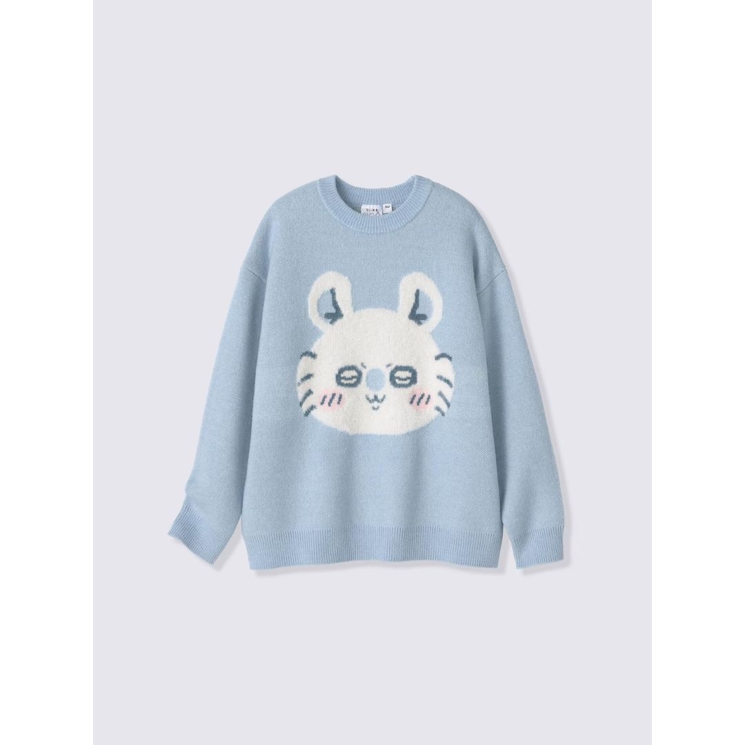  Sweater GU x CHIIKAWA Jacquard sweater Blue 