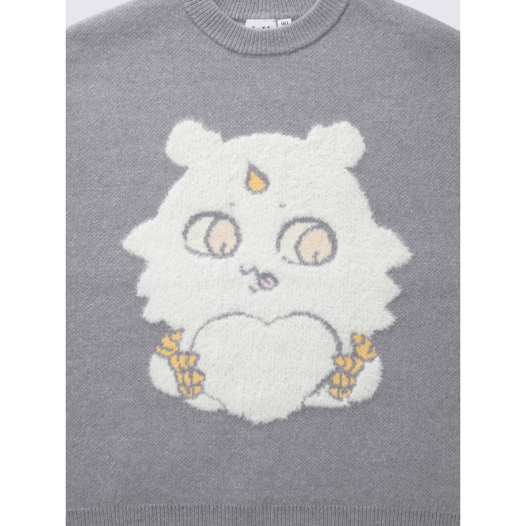  Sweater GU x CHIIKAWA Jacquard sweater Gray 