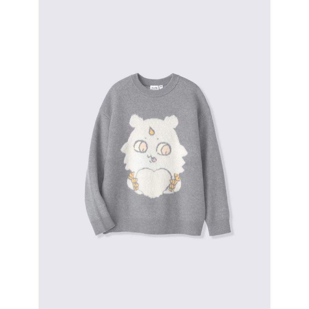  Sweater GU x CHIIKAWA Jacquard sweater Gray 