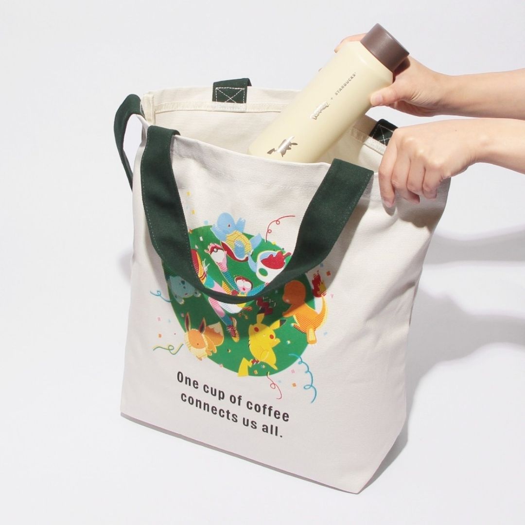 Tote Bag Pokemon x STARBUCKS Coffee Connection dengan Shoulder Strap