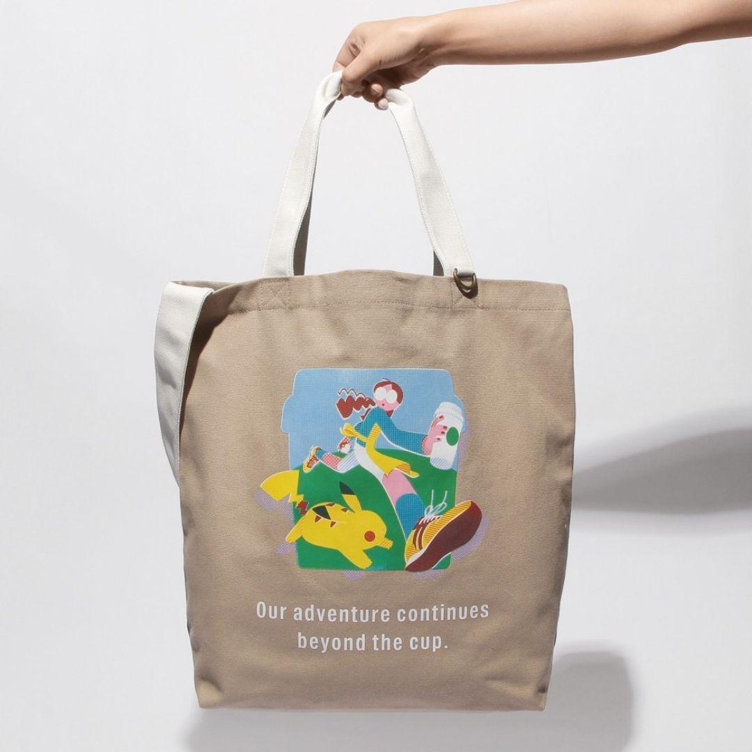 Tote Bag Pokemon x STARBUCKS Coffee Adventure Cokelat dengan Strap