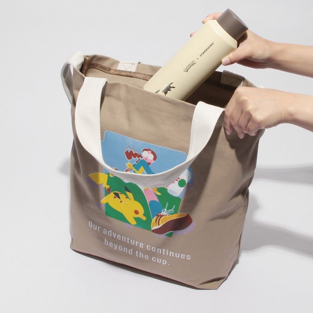 Tote Bag Pokemon x STARBUCKS Coffee Adventure Cokelat dengan Strap