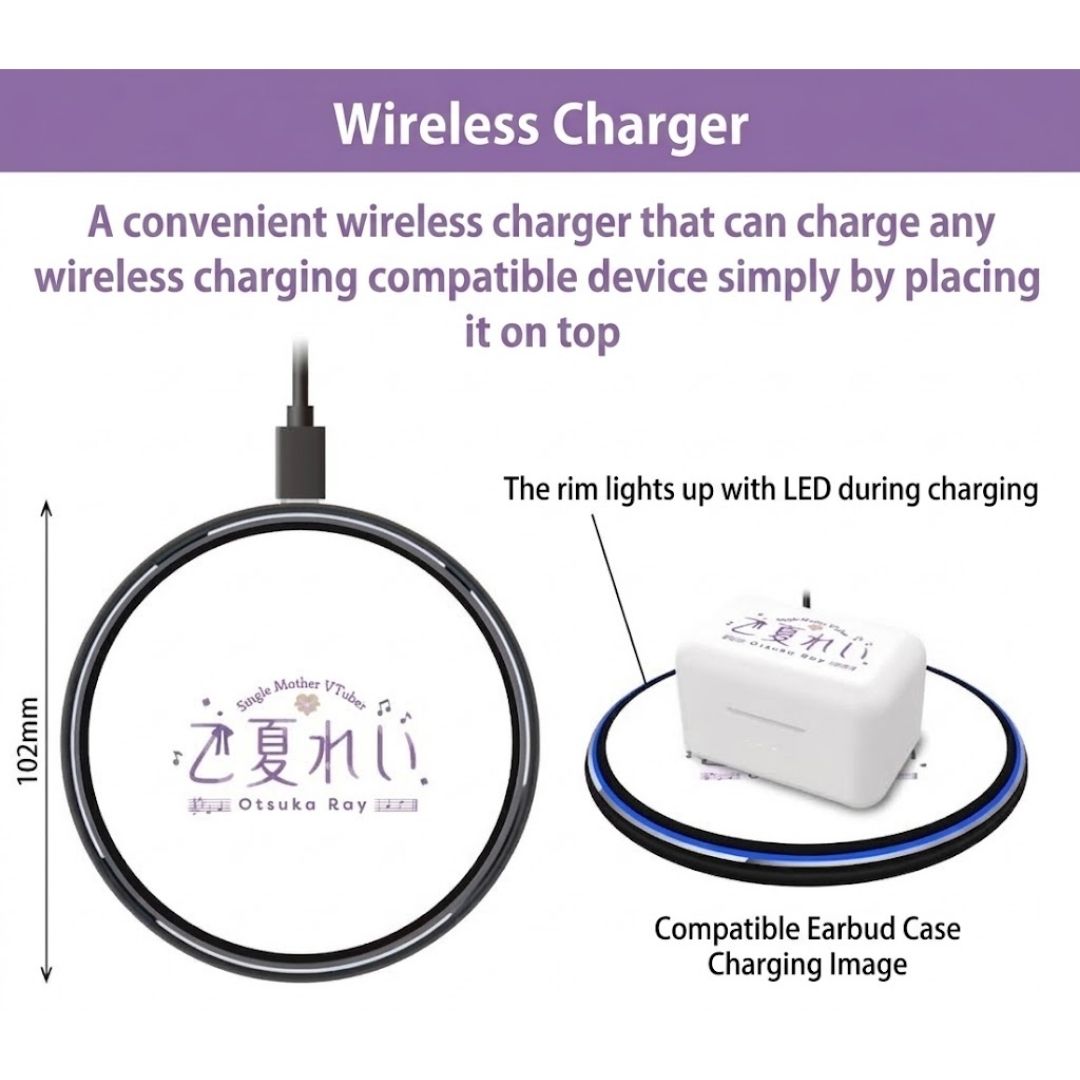 Wireless Charger Otsuka Rei dengan LED dan Desain Packaging