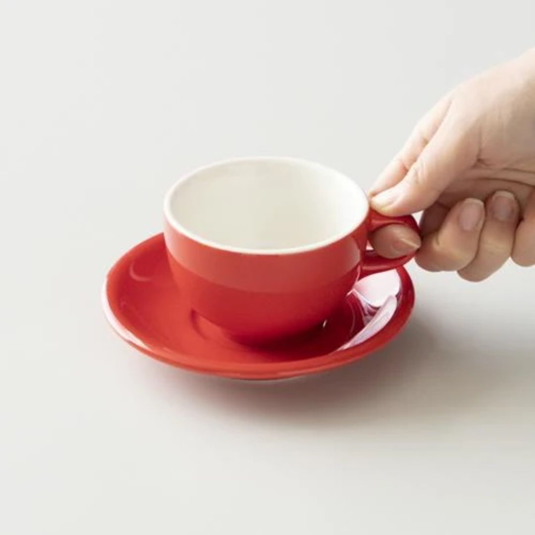 ORIGAMI 6 or 8oz Saucer Red – Alas Cangkir Latte Bowl dari Jepang 