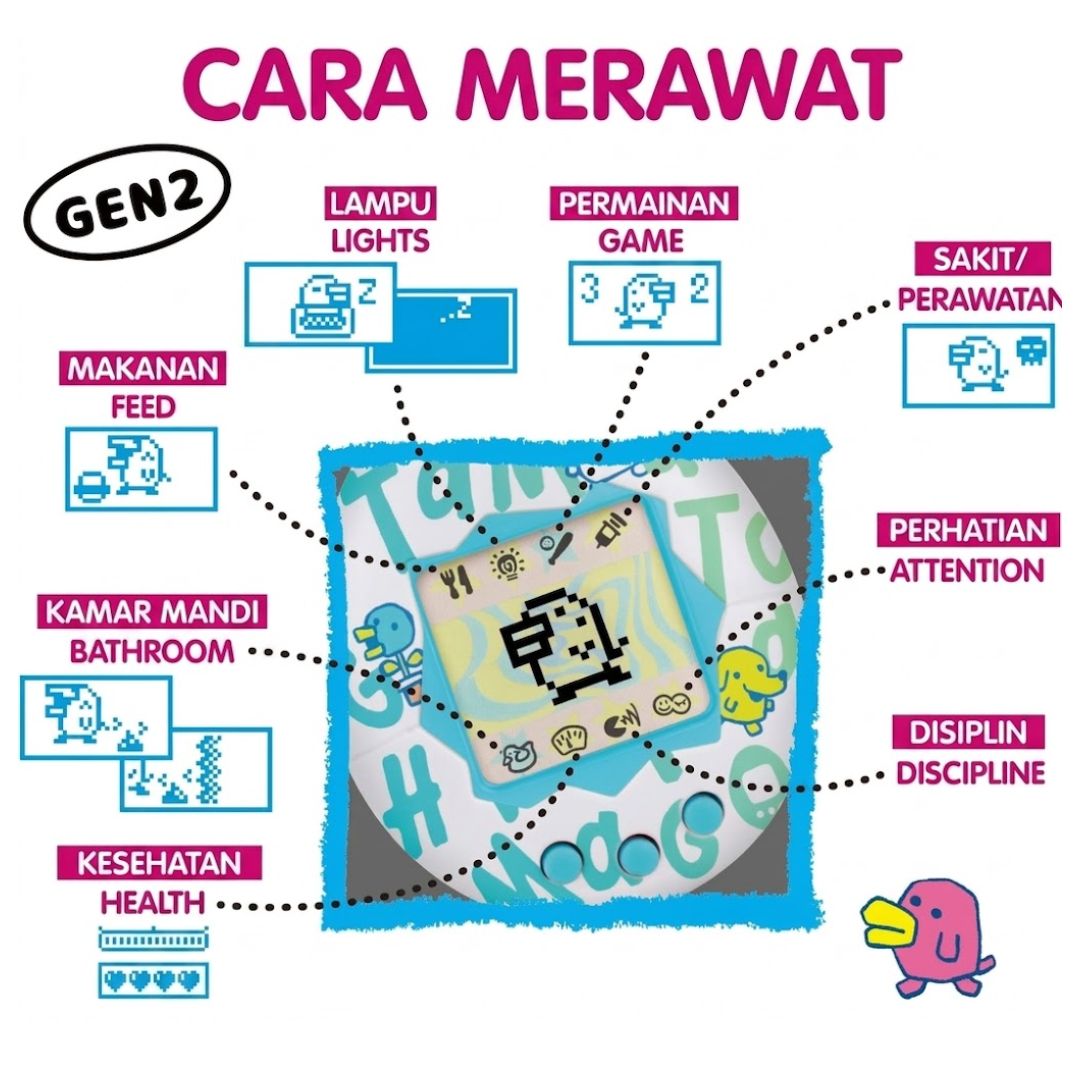 College Sweat Original Tamagotchi Bandai GEN2 Virtual Pet Koleksi Klasik College Sweat Original Tamagotchi Bandai GEN2 Virtual Pet Koleksi Klasik