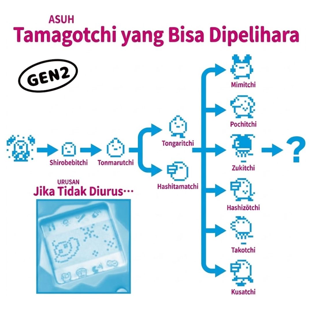 College Sweat Original Tamagotchi Bandai GEN2 Virtual Pet Koleksi Klasik College Sweat Original Tamagotchi Bandai GEN2 Virtual Pet Koleksi Klasik