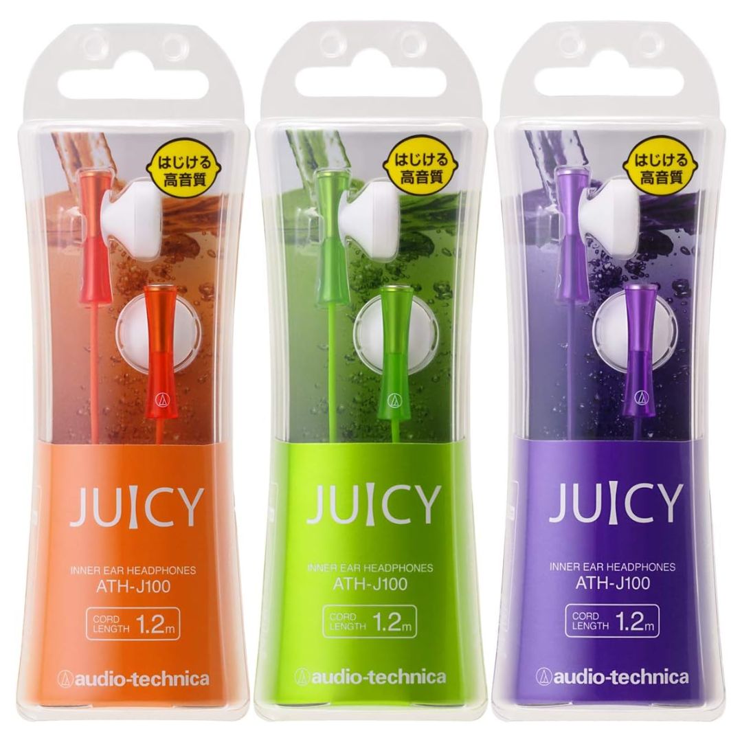 Audio-Technica ATH-J100 JUICY Earbuds Vibrant Color Series Audio-Technica ATH-J100 JUICY Earbuds Vibrant Color Series