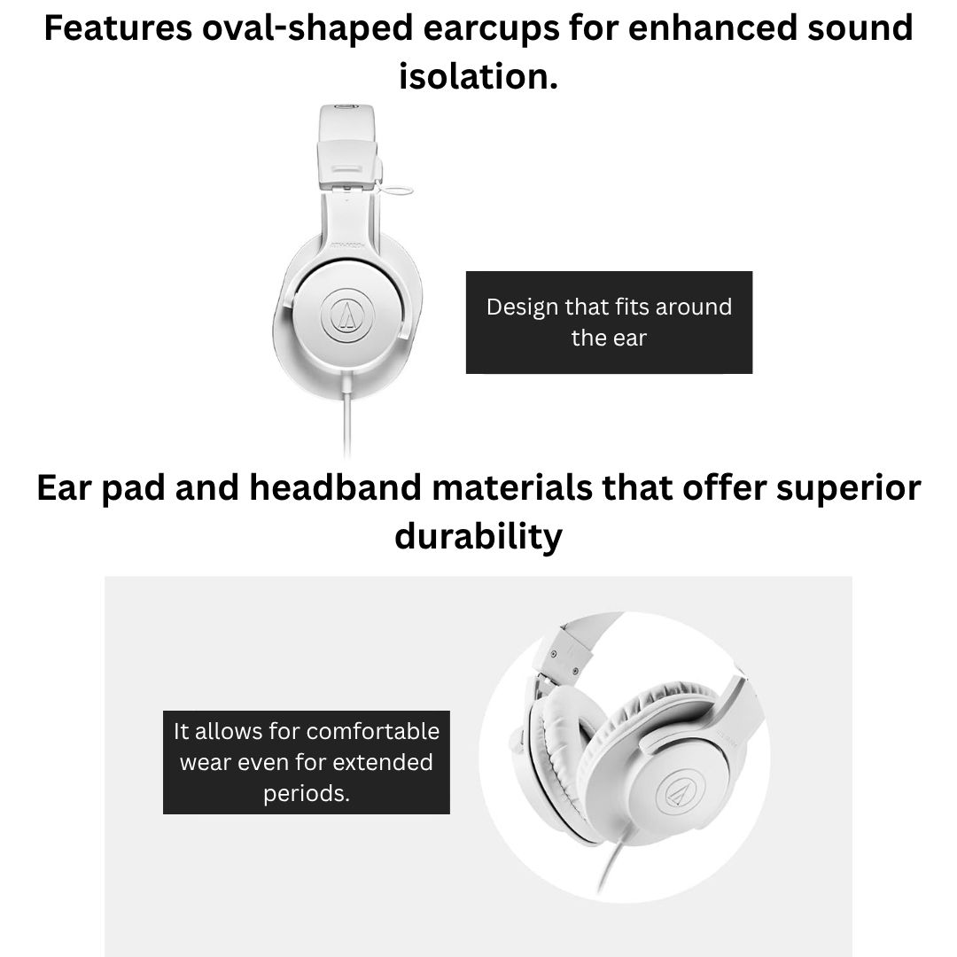 Headphone Audio Technica ATH-M20x Professional Monitor White Kabel 3 Meter
