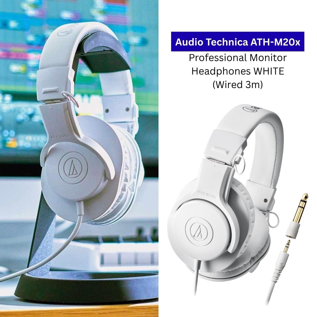 Headphone Audio Technica ATH-M20x Professional Monitor White Kabel 3 Meter