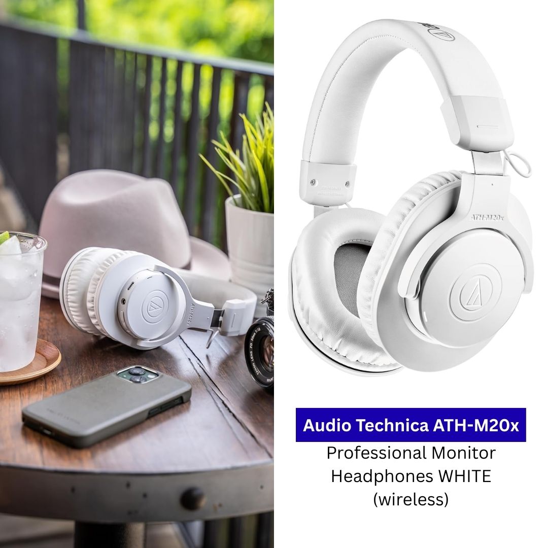 Headphone Audio Technica ATH-M20x Professional Monitor White Wireless