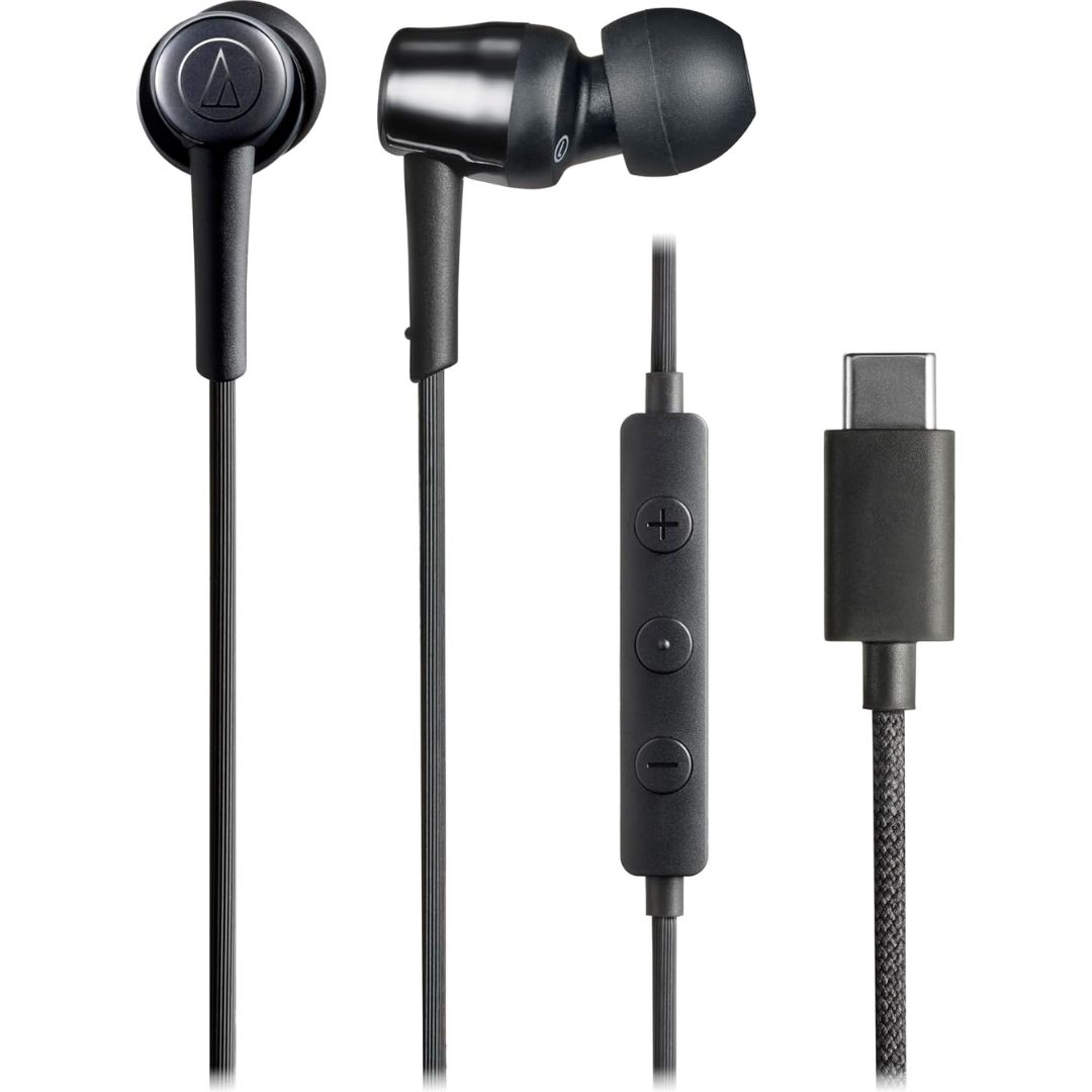  Earphone Audio Technica ATH-CKD30C USB-C dengan Mikrofon Earbuds 