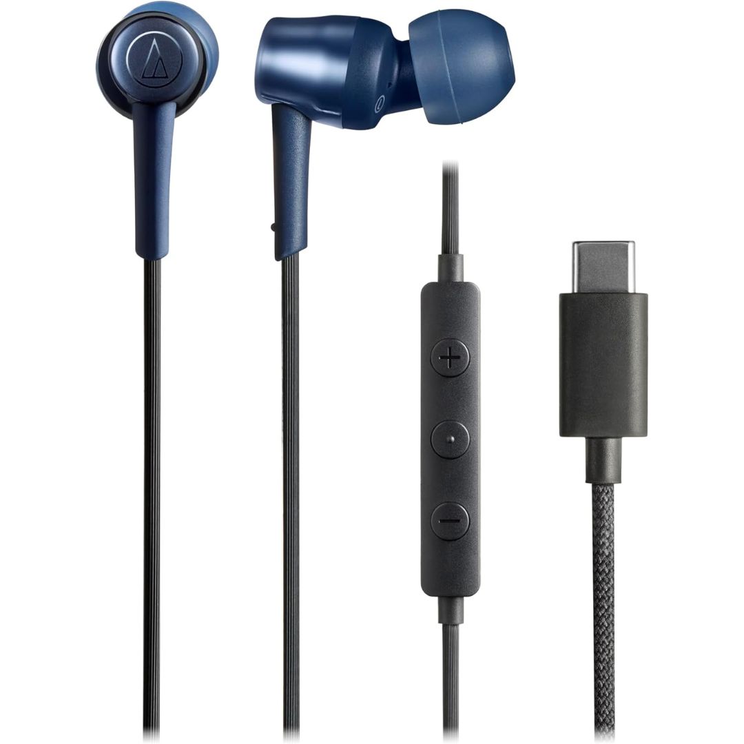 Earphone Audio Technica ATH-CKD30C USB-C dengan Mikrofon Earbuds 