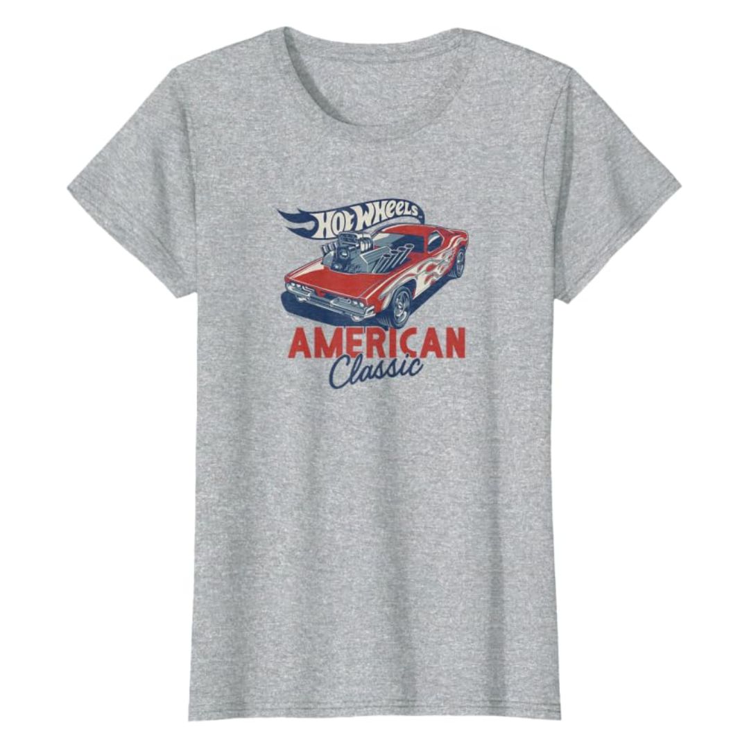 Hot Wheels American Classic T-Shirt Mattel Heather Grey Women Official Tee