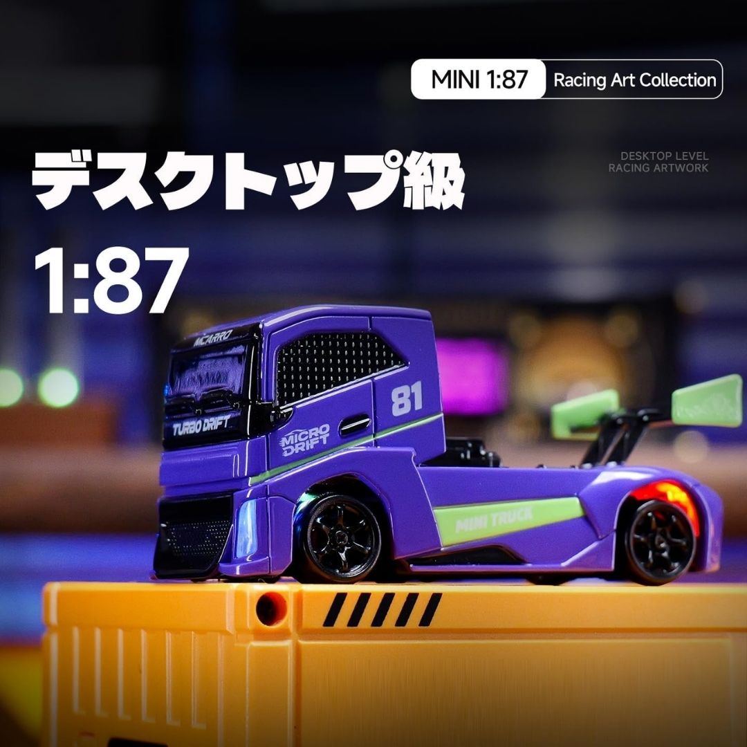 MCARRO RC Drift Truck 1:87 Purple 4WD Car 4 Wheel Drive Kontrol 2.4GHz